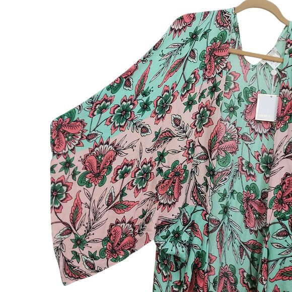 Shiraleah Chicago Mint Barbarossa Kimono Cover Up Womens OS Floral Bohemian - Picture 3 of 11